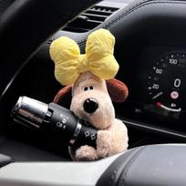 Automobilių dekoravimo lėlės Pilot Pawdog Vairo žibintai Valytuvas Wye Shield Ornamentas Mielas lankelis šunų automobilio valytuvų lėlė Interjero priedai geltona
