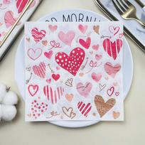 Vienkartinė vakarėlio servetėlė, dvisluoksnė 20 vienetų / pakuotė meilės širdies raštas 20Pcs pink