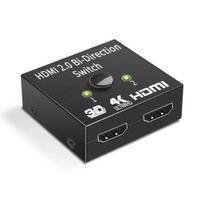 4K 60Hz HDMI jungiklis 2 in 1 Out 1080P HD HDCP 3D HDR HDMI perjungimo dėžutė Dviejų krypčių vaizdo skirstytuvas nešiojamam kompiuteriui Xbox PS3/4/5 TV dėžutės TV projektorius