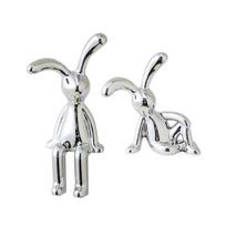1/2/4 vnt Ilgos ausies zuikio figūrėlė UV galvanizuojanti klijai sėdinčio triušio figūrėlės modelis žaislas statula automobilio prietaisų skydelis 2pcs sidabras