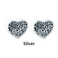 Seksualūs leopardo formos ausų tunelių kamšteliai ir matuokliai, širdies formos akriliniai ausų plėtikliai, tempiami kūno auskarų vėrimo papuošalai, 8–30 mm 8 mm sidabras