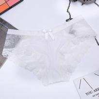 Moteriški apatiniai gundančios seksualios kelnaitės nėriniuotu kraštu siauru tarpkoju klubai žemu liemeniu trumpikės M balta
