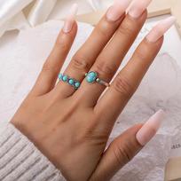 2vnt/komplektas Kombinuotas žiedas Vintage Bohemian Turquoise žiedas sidabras