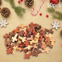 50 vnt. mediniai kryželių pakabukai Madingi neapdoroti mediniai karoliukai Maži brown