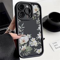 Skirta iPhone 15 14 13 Pro Max 12 11 Xr Xs X 8 7 Smūgiams atsparios gėlės Minkštas Tpu minkštas objektyvo apsauginis dėklo dangtelis iPhone 15 juoda
