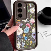 Gėlių telefono dėklas, skirtas Samsung Galaxy S25 S24 S22 Ultra Plus S23 S21 S20 Fe A55 A54 A53 A52 A34 A15 5g minkštas silikoninis dangtelis Samsung S24 kava
