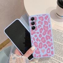 Leopardo rašto minkštas silikoninis dėklas, skirtas Samsung A55 M35 S24 Xiaomi Redmi Note 13 Pro 13C iPhone Huawei Honor Realme fotoaparato apsauginis dangtelis, atsparus smūgiams Samsung Galaxy S9 Plus mėlyna