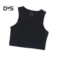 Ladies Cropped Tops Round Neck Sleeveless Slim Fit Pullover Top Casual Bottom Shirt Solid Color Summer Casual Short T-shirt Sexy Tank Top Women M juoda