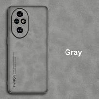 For Honor 200 Pro Case Luxury PU Leather Phone Case For Honor 200 Lite 5G Honor200 Pro Back Cover Matte Silicone Full Protection For Honor 200 pilka spalva