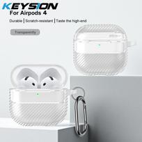 „KEYSION“ smūgiams atsparus dėklas, skirtas „AirPods 4“, anglies pluošto tekstūros minkštas TPU silikoninis „Bluetooth“ ausinių dėklas, skirtas „AirPods 4th“ ausinėms for AirPods 4 balta