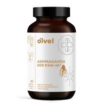 OLVEL,  ASHWAGANDA 600 KSM-66®, 60 kapsulių