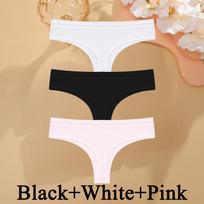 3 VNT./RINKINYS Pagrindiniai moteriški medvilniniai braziliški kelnaitės, minkštos G stygutės, permatomos seksualių kelnaičių, moteriškos, minkštos, patogios, tamprios, stringai S&Set