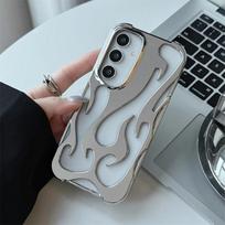 3D liepsnos rašto dėklas, skirtas Samsung Galaxy S25 24 S22 S23 Ultra A16 A55 A54 A06 A15 A14 Fashion Hollow Slim, atsparus smūgiams minkštas dangtelis Samsung A54 5G juoda