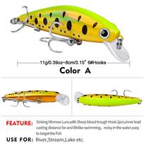 Dirbtinis masalas Minnow 8cm Mažas Putlus Plastikinis Žuvies Masalas 11g Jūrinei Ešerei, Dygliuotai Žuviai, Upėtakiui Nuskęstantis masalas