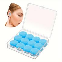 12pcs Reusable Silicone Ear Plugs Noise Reduction for Swimming Shooting Drumming Airplane Travel Sleep Protection mėlyna