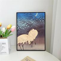 1pc Hokusai O-Ohara K-Koson Japan Style Self-adhesive Art Poster Waterproof Paper Sticker Coffee House Bar Room Wall Decor 21cm×30cm NoFrame gray