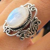 Antikvariniai papuošalai Žiedai Rainbow Moonstone Ring Vestuviniai papuošalai 5