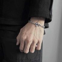 Unisex Hip-hop Dark Cross Bracelet & Necklace - Versatile Niche Design in High-End American Stainless Steel. gray