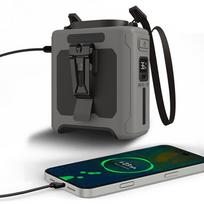 Nešiojamas juosmens ventiliatorius, 6000 mAh nešiojamas ventiliatorius, įkraunamas, su 3 greičiais, greitesnis vėsinimas 16000 RPM ir žibintuvėlis, laisvų rankų vėsinimas, kaklo ventiliatorius pilka