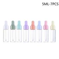 7Pcs Portable Refillable Mini Dropper Bottle Set 1/2/3/5Ml Empty Macaron Color Glass Essential Oil Vials Reusable Container Diy 5ml