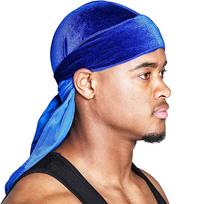 Vyriška ir moteriška atlasinė elastinė skrybėlė, aksominė ilgauodegė piratų skrybėlė, hiphopo stiliaus didelė bandana skrybėlė One Size mėlyna