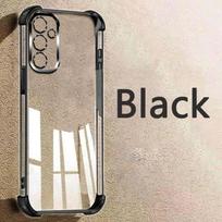 Samsung Galaxy A17 A07 A56 A36 A26 A16 A06 A55 A35 A25 A15 A54 A34 A24 A53 A33 A23 A13 A52 A51 A32 Skaidrus Elektrolitiniu būdu padengtas Smūgiams atsparus Telefono dėklas Samsung Galaxy A02S (164mm) juoda