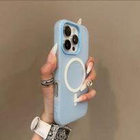 Prabangus Candy Magsafe Belaidis Įkrovimas Matinis Telefono Dėklas Samsung Galaxy S25 Plus S24 FE S23 S22 Ultra 5G Magnetinis Bamperio Dangtelis Galaxy S24 Ultra dangaus mėlyna spalva