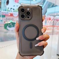 Oro pagalvės Minkštas Silikoninis Belaidis Įkrovimas Smūgiams Atsparus Dėklas XIAOMI Redmi 15 4G 5G Pusiau permatomas Magnetinis Dangtelis Telefono Bamperio Korpusas Redmi 15 5G juoda