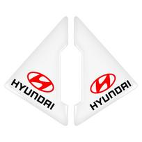 2 vnt. Skaidrūs automobilio durų kampų apsauginiai lipdukai nuo įbrėžimų su Hyundai logotipu IX35 Bayon Kona I30 ElantraSolaris Palisade balta