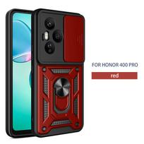 For Honor 400 Armored Protective Shell With Magnetic Ring For Honor 400 Lite 400 Pro Phone Case With Camera Protection Honor 400 (Global) raudona