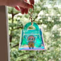 Labubu new ins girl transparent laser change bag student mini coin key chain bag KTY One size