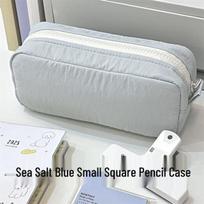 Sea Salt Blue Pencil Case - Large Capacity, Multi-Compartment Storage Bag Magnetic White Clip - Single