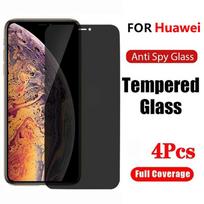 4Pcs Anti-Spy Privacy Tempered Glass Huawei Y7A Y9A Y6P Y7P Y8P Y9 Y7 Y6 Y6S Y9S Pro Prime 2019 2020 Nova Y90 Y70 9 SE 8i 3i 5T 6SE Screen Protector Huawei Nova 7i juoda