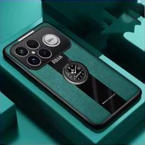 Case For POCO F8 Pro F8Ultra PU Leather Magnetic Holder Shockproof Cover For Redmi K90 K90Pro Max Matte Silicone Bumper Shell For POCO F8 Ultra žalia