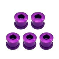 5pcs Aluminum Alloy Bike Chainring Bolts for Outdoor Mountain Road Bicycles 6.4MM violetinė
