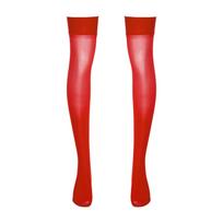Vyriškos blizgios iki šlaunų ilgio kojinės, tamprios, permatomos, skirtos Cosplay kostiumams One Size raudona