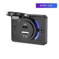 12V-24V Dvigubas USB QC3.0 PD 3.1A/2.1A Automobilio Įkroviklio Lizdas Greitas Įkrovimas Su Stumdomu Dangteliu Lizdo Panelės Adapteris Sunkvežimiui Kemperiui RV PD + 3.1A