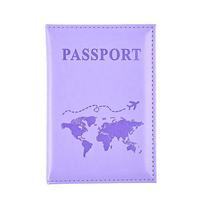 Pu Leather Card Case Cover Unisex  Simple  Passport Cover World Thin Slim Travel Passport Holder Wallet Gift šviesiai violetinė spalva