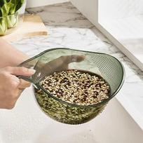 Ryžių skalbimo dubuo Plastikinis kiaurasamtis Sietas Daržovių Nusausinimas Krepšelis Virtuvės Įrankiai Maistas Pupelės Sietas Vaisių Džiovintuvas Gray beige