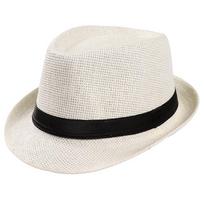 Unisex Skrybėlė Vyrams Moterims Fedora Trilby Plačiabrylė Šiaudinė Kepurė Paplūdimio Saulės Džentelmenas Suaugusiųjų M balta
