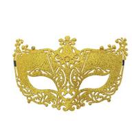 Pusė veido maskarado kaukė moterims, tuščiavidurė, išraižyta, blizganti, vakarėlio kaukė, lengva, patogi, su elastine juostele, Helovino kostiumo aksesuaras geltona