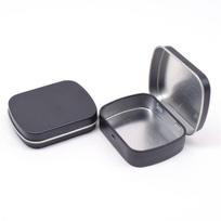 Mini metalinė dėžutė su vyrišku dangteliu, tuščios skardinės, maži laikymo konteineriai saldainiams, papuošalų kolekcijoms, namų organizatorius 60x47x15mm juoda