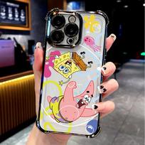 Lovely SpongeBobs New Plating Phone Case For Samsung S25 S24 S23 S22 S21 S20 FE Note20 Edge Plus Ultra 4G 5G Anti Fall Samsung S21 Plus 5G