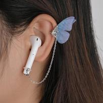 Auskarų dirželis Airpods Ausų laikiklio segtukai Užsegamas anti-Lost Butterfly ausų segtukas skirtas moteriškam Ins-Style Anti Losswireless ausų kabliukui mėlyna