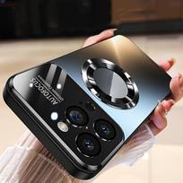 2026 Naujas titano iPhone dėklas 16 15 14 Pro Max, prabangus matinis magnetinis dangtelis su kameros apsauga, atsparus įbrėžimams belaidžio įkrovimo telefono dėklas iPhone 11 pilka