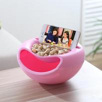 Multi Functional Lazy Snack Bowl with Phone Holder for Desk Use Snack Serving Bowl for Fruit Nuts Seeds Shells Detachable Design for Easy Cleaning One size