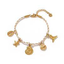 18K Colorfast Stainless Steel Dopamine Necklace & Bracelet with Shell, Conch, Whale, and Starfish Pendants
