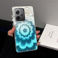 Case for Xiaomi Redmi 12 5G Iridescent Gradient Floral Clear Case,Shockproof Camera Lens Protection Redmi 12 5G mėlyna
