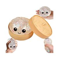 (White) Glitter Dumpling, Glitter Dumpling Squishy Box, Anxiety Relief Fidget Sensory Soft Squeeze Decompression Dough Stress Gifts (Blue)