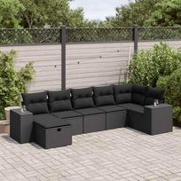 Vidaxl 7-Cz. Garden Lounge Set, With Cushions, Black